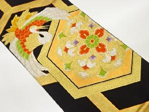 亀甲に華紋・鳥模様織出し袋帯